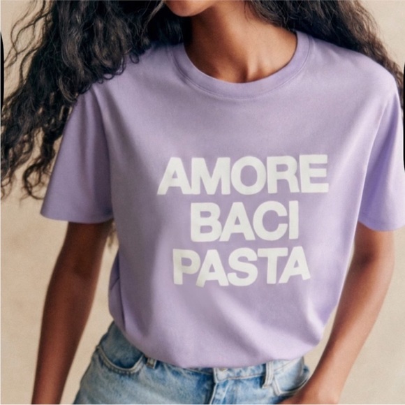 Sezane Tops - Sezane Amore Baci Pasta T-shirt Lilac Large